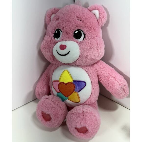Care Bears 2022 Pink True Heart Plush Stuffed Animal Bear with Star Heart Belly - Picture 2 of 6